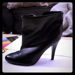 Black leather ankle booties